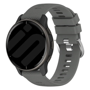 Silicone Strap, dark grey, on a watch, 3/4 front view