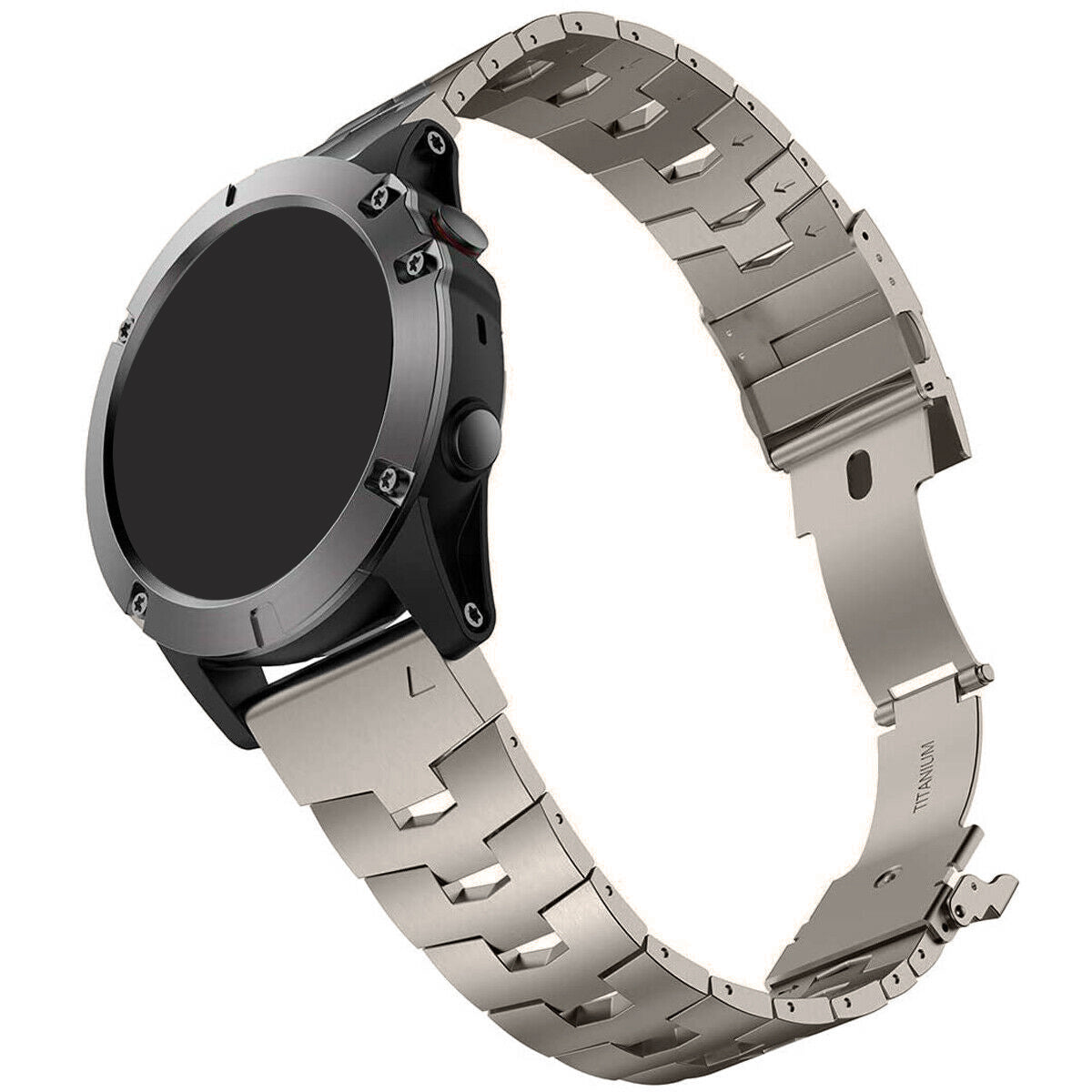 Titanium Strap, on a watch, 3/4 front view