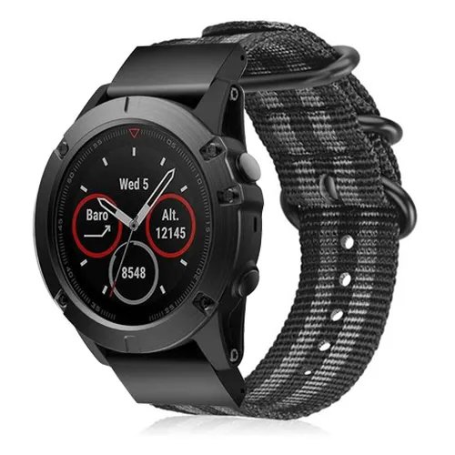 Bracelet nylon avec boucle Garmin Approach S62 (noir/gris)