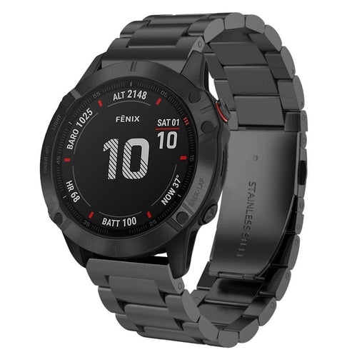 Steel Strap, black, on a watch, 3/4 front view