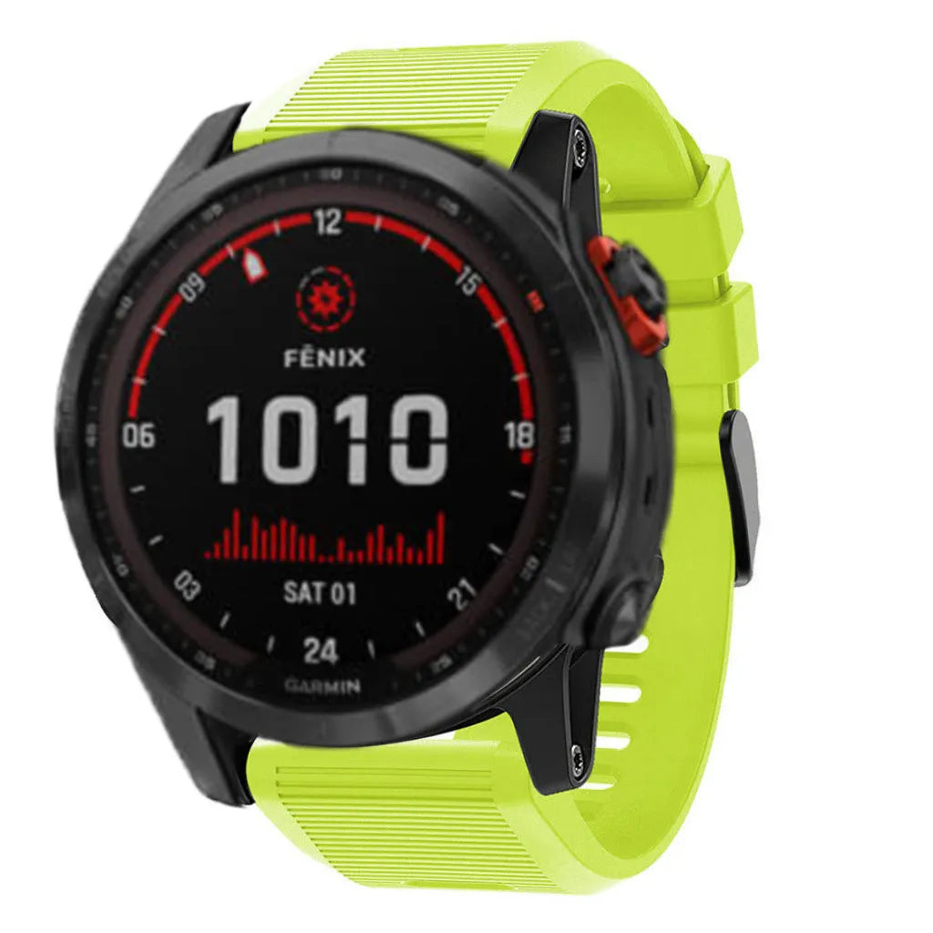 Silicone Strap, light green, on a watch, 3/4 front view