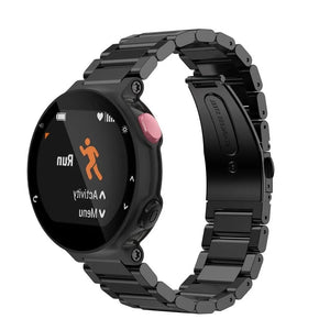Steel Strap, black, on a watch, 3/4 front view