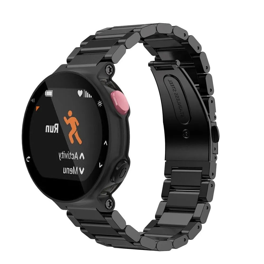 Steel Strap, black, on a watch, 3/4 front view