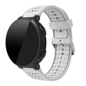 Silicone Strap, white, on a watch, 3/4 front view
