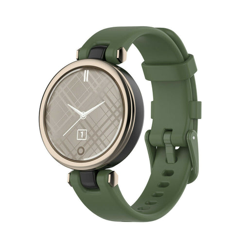 Silicone Strap, dark green, on a watch, 3/4 front view