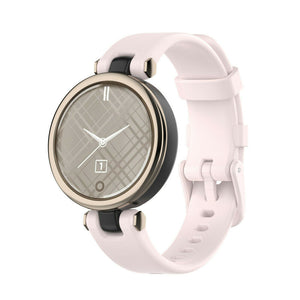 Silicone Strap, light pink, on a watch, 3/4 front view
