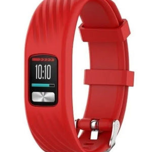 Silicone Strap, red, on a watch, 3/4 front view