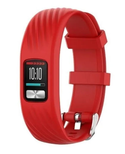 Silicone Strap, red, on a watch, 3/4 front view