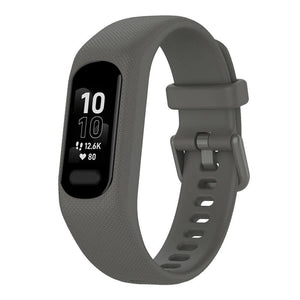 Silicone Strap, dark grey, on a watch, 3/4 front view