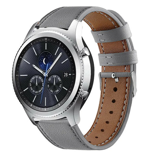 Modern Leather Strap, grey, on a watch, 3/4 front view