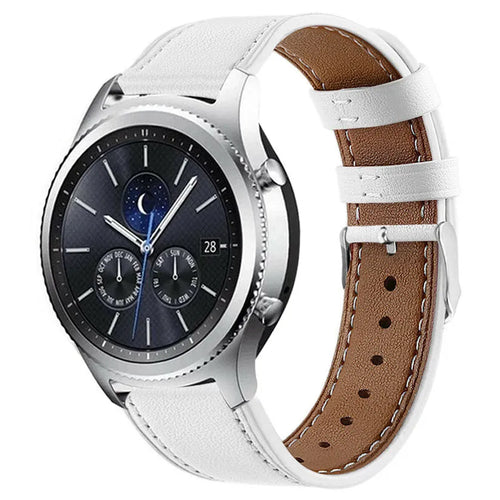 Modern Leather Strap, white, on a watch, 3/4 front view