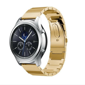 Premium Metal Strap, gold, on a watch, 3/4 front view