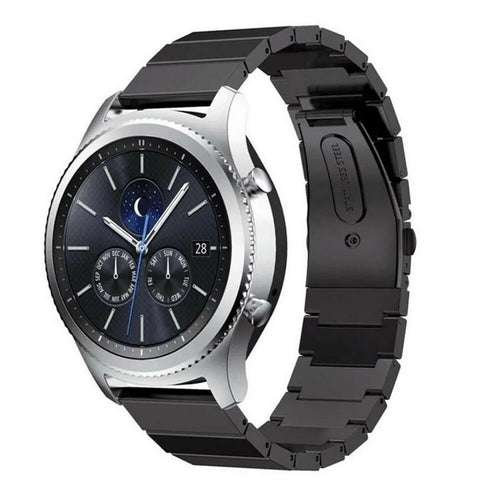 Premium Metal Strap, black, on a watch, 3/4 front view