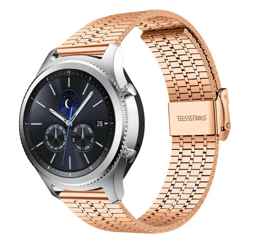 Fine Steel Strap, rose gold, on a watch, 3/4 front view