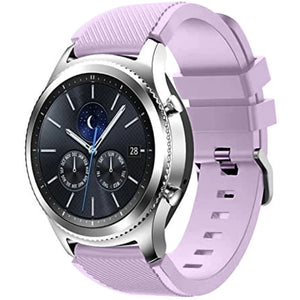 Twill Silicone Strap, lilac, on a watch, 3/4 front view