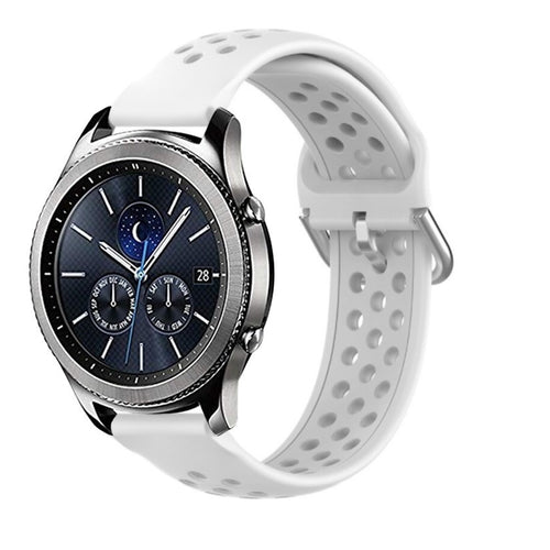 Breathable Silicone Strap, white, on a watch, 3/4 front view