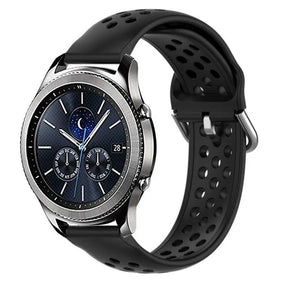 Breathable Silicone Strap, black, on a watch, 3/4 front view