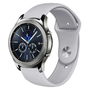 Silicone Sport Strap, grey, on a watch, 3/4 front view