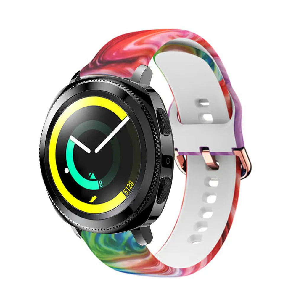 Print Silicone Strap, on a watch, 3/4 front view