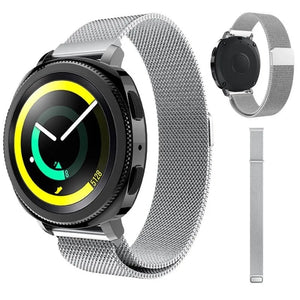 Milanese Strap, silver, on a watch, 3/4 front view