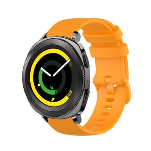 Premium Silicone Strap, orange, on a watch, 3/4 front view