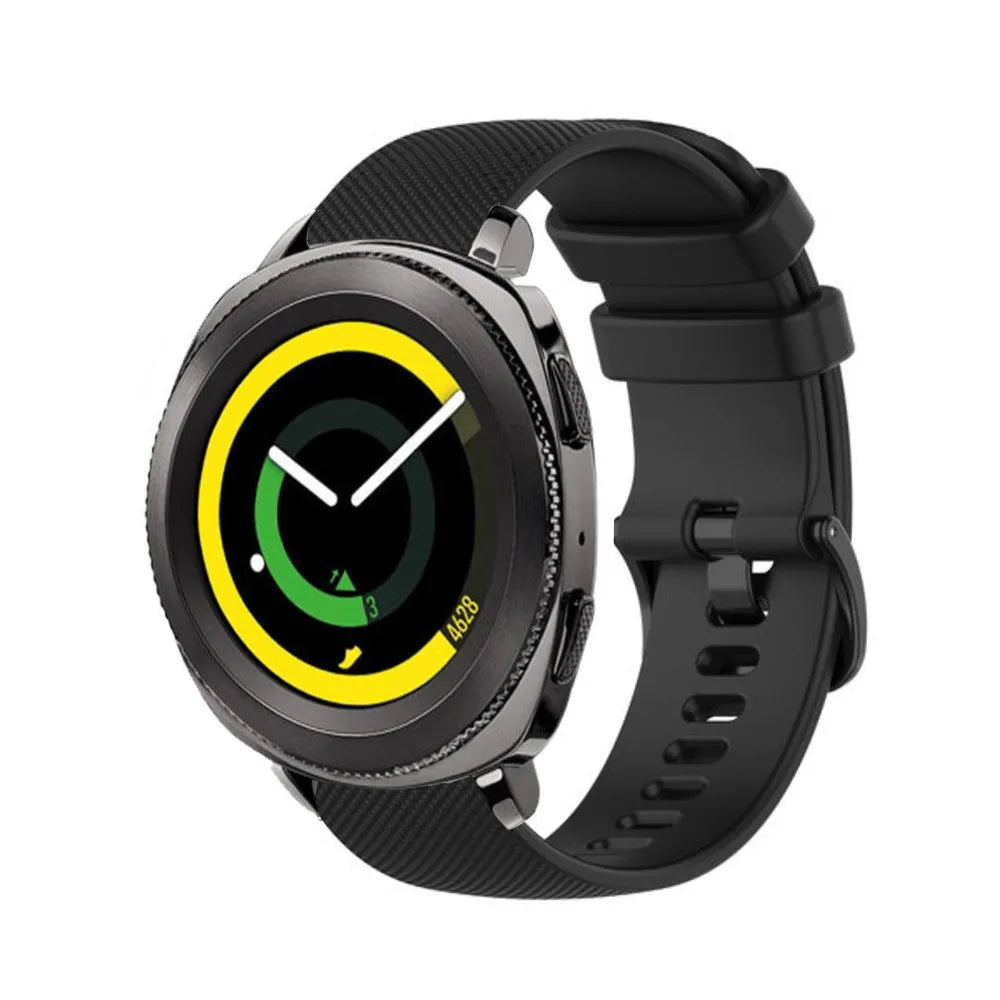 Premium Silicone Strap, black, on a watch, 3/4 front view
