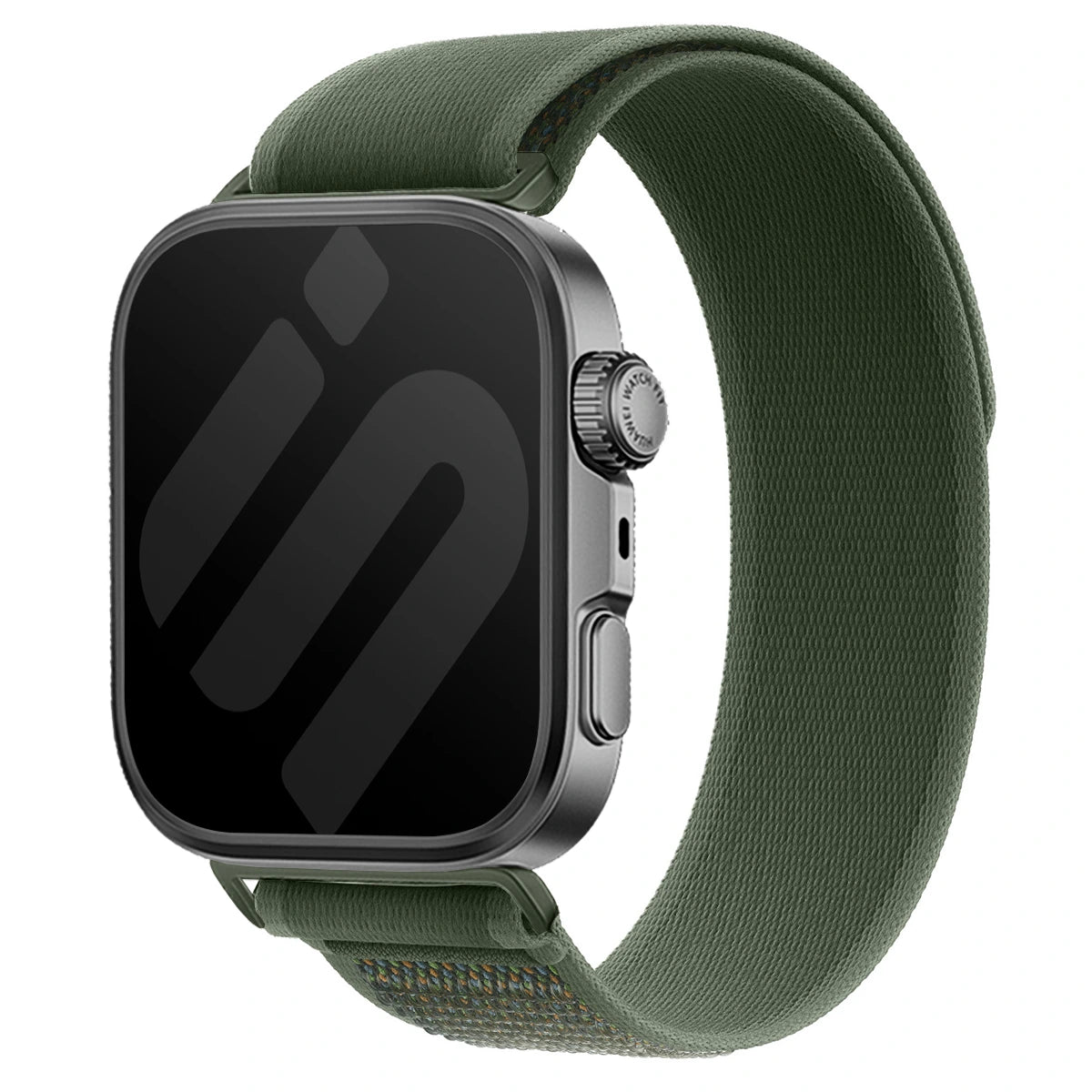 Trail Nylon Strap, green, on a watch, 3/4 front view
