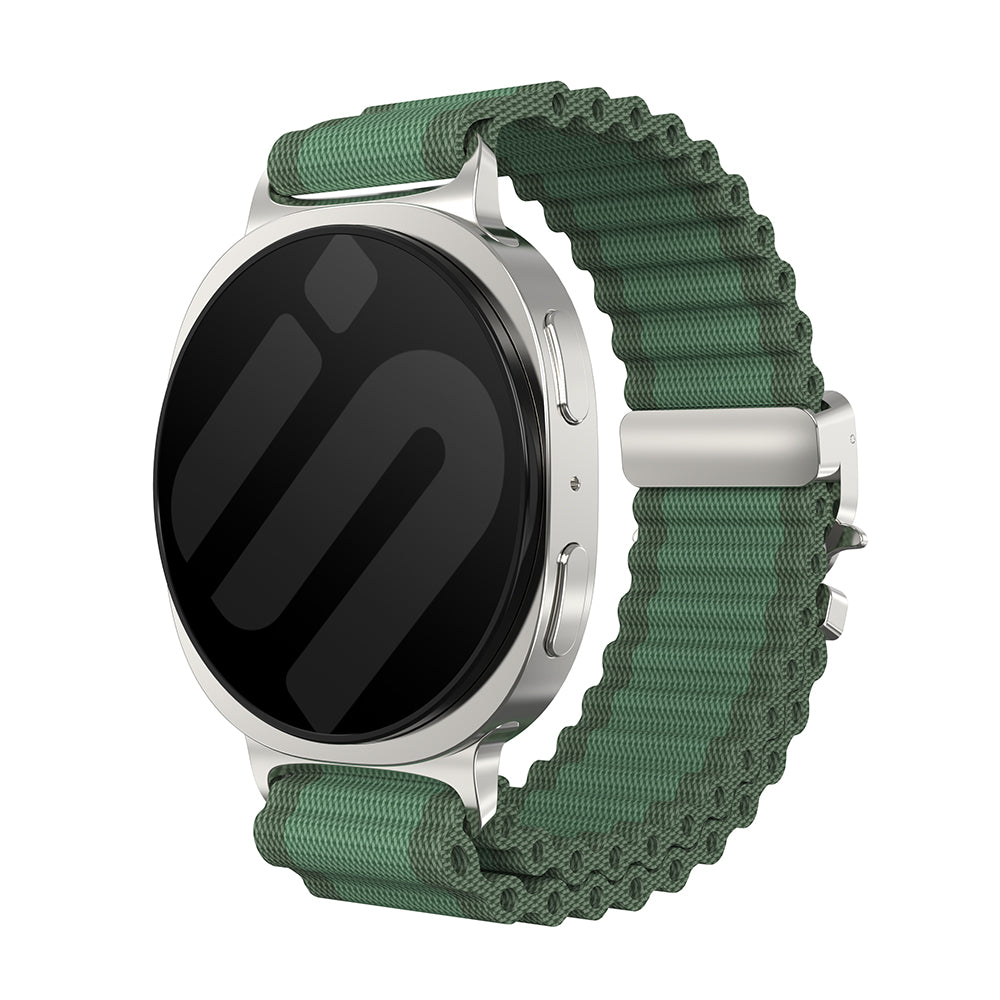 Correa nylon Outdoor con hebilla-P Samsung Galaxy Watch 8 - 40mm (verde/plata)