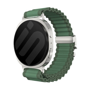 Samsung Galaxy Watch 8 - 44mm Outdoor Nylonarmband mit P-Schnalle (Grün mit Silber)