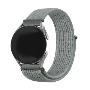 Nylon Strap, grey-green, on a watch, 3/4 front view