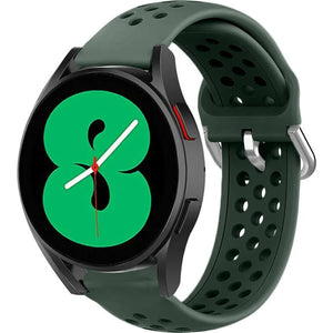 Breathable Silicone Strap, army green, on a watch, 3/4 front view
