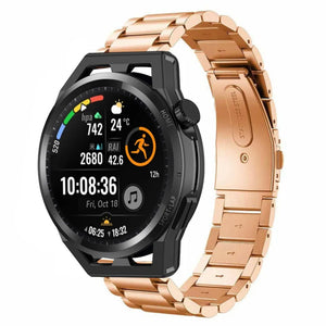 Steel Strap, rose gold, on a watch, 3/4 front view