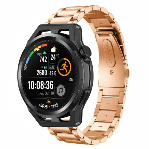 Steel Strap, rose gold, on a watch, 3/4 front view