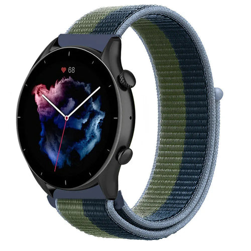 Nylon Strap, moss green, on a watch, 3/4 front view