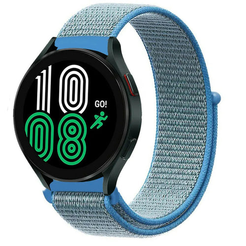 Nylon Strap, blue, on a watch, 3/4 front view