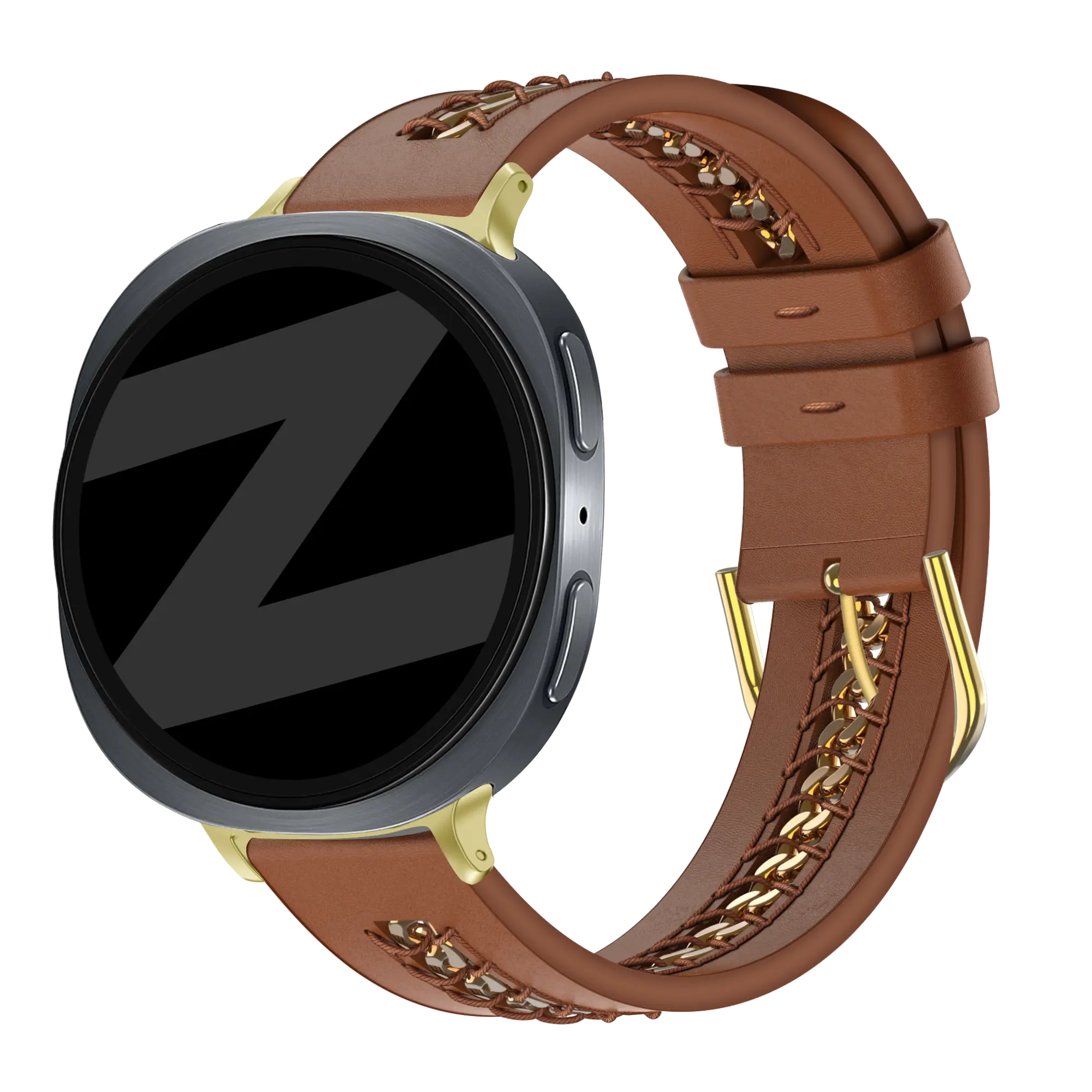 Bandz Bracelet cuir 'Chains' Samsung Galaxy Watch 9 - 44mm (marron)