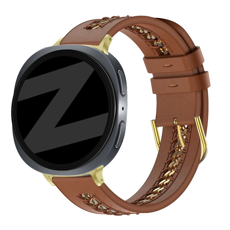 galaxy watch 8 leather band chains brown