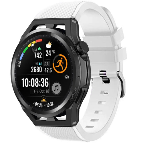 Twill Silicone Strap, white, on a watch, 3/4 front view