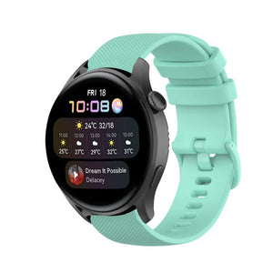 Premium Silicone Strap, aqua, on a watch, 3/4 front view