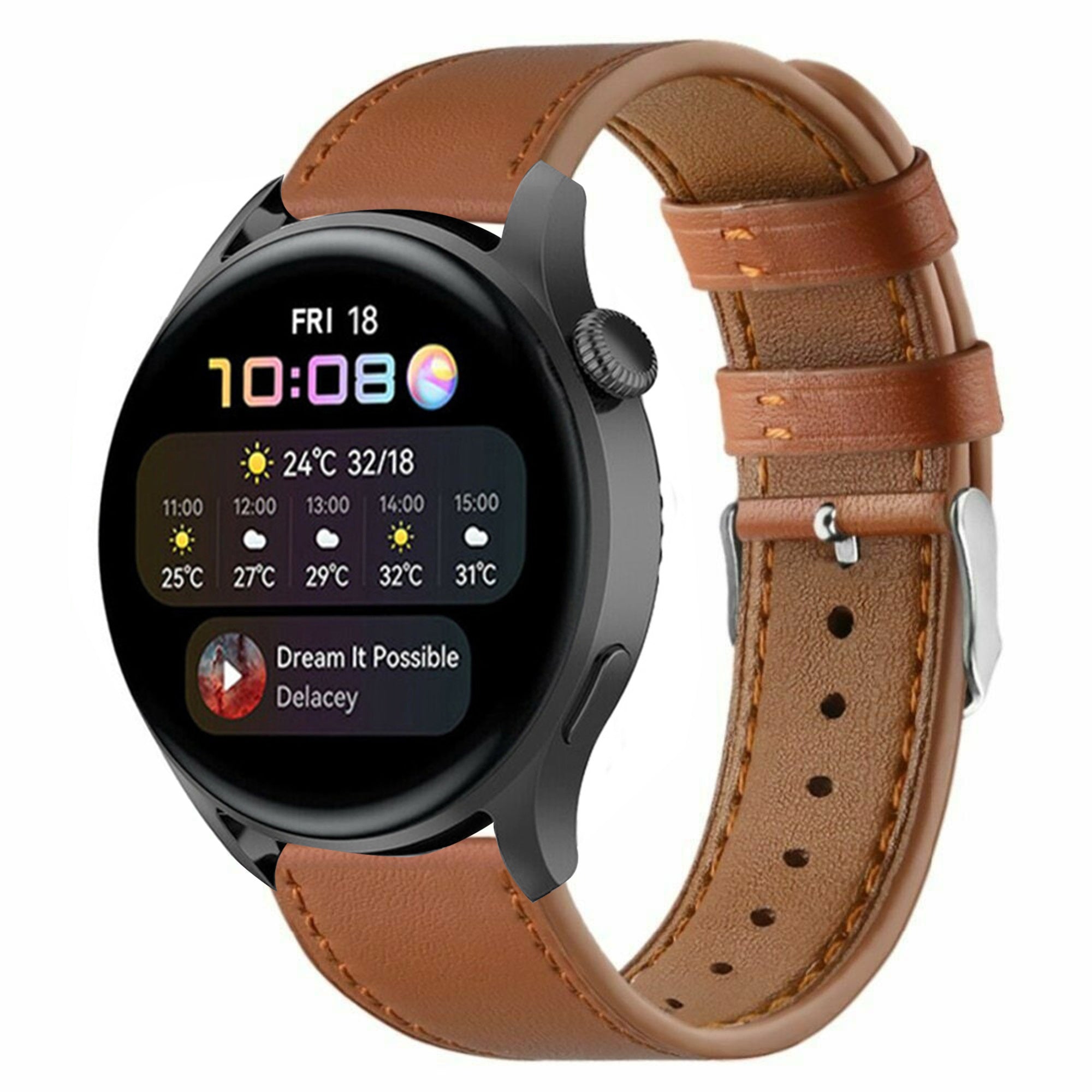 Correa cuero moderna Huawei Watch 3 Pro (marrón)