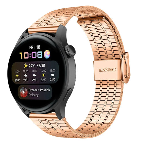 Fine Steel Strap, rose gold, on a watch, 3/4 front view