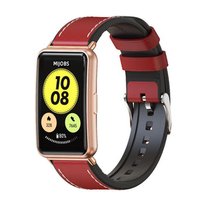 Bracelet cuir hybride Huawei Watch Fit SE (rouge)