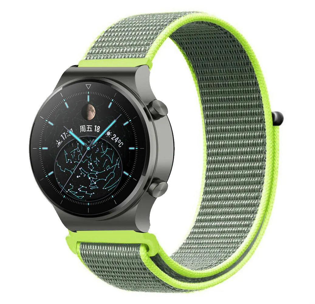 Nylon Strap, fluorescent, on a watch, 3/4 front view