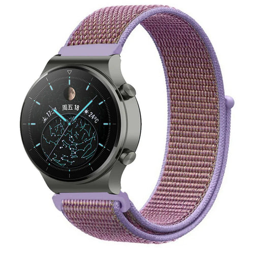 Nylon Strap, lilac, on a watch, 3/4 front view