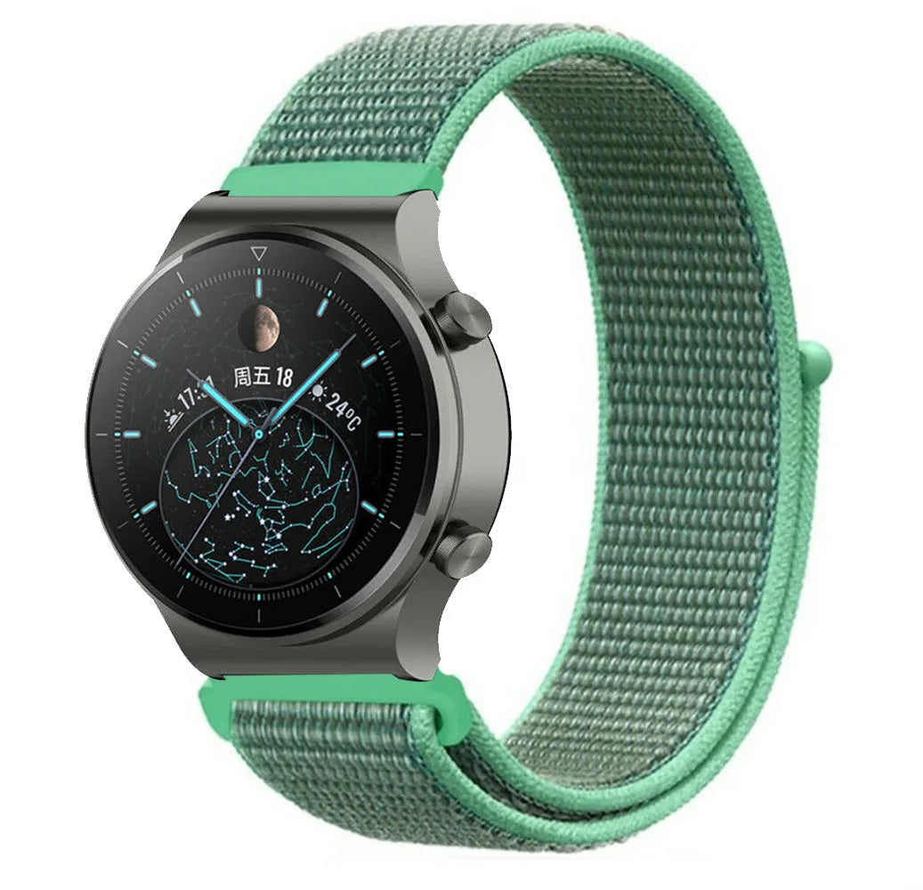 Nylon Strap, mint, on a watch, 3/4 front view