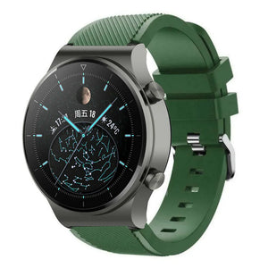 Twill Silicone Strap, army green, on a watch, 3/4 front view