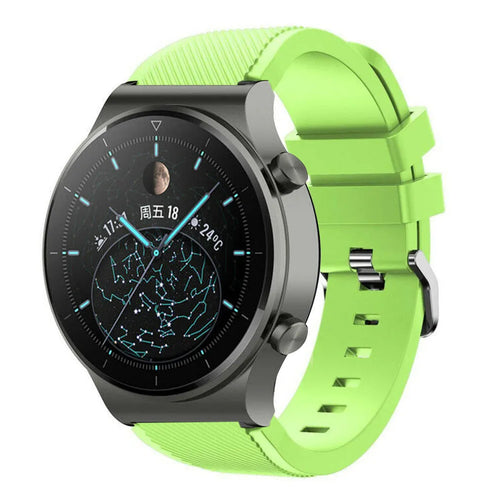 Twill Silicone Strap, light green, on a watch, 3/4 front view