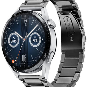 Titanium Strap, graphite, on a watch, 3/4 front view