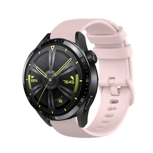 Premium Silicone Strap, pink, on a watch, 3/4 front view