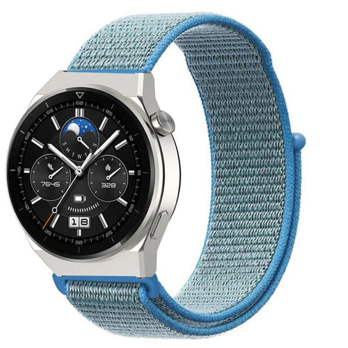 Nylon Strap, blue, on a watch, 3/4 front view